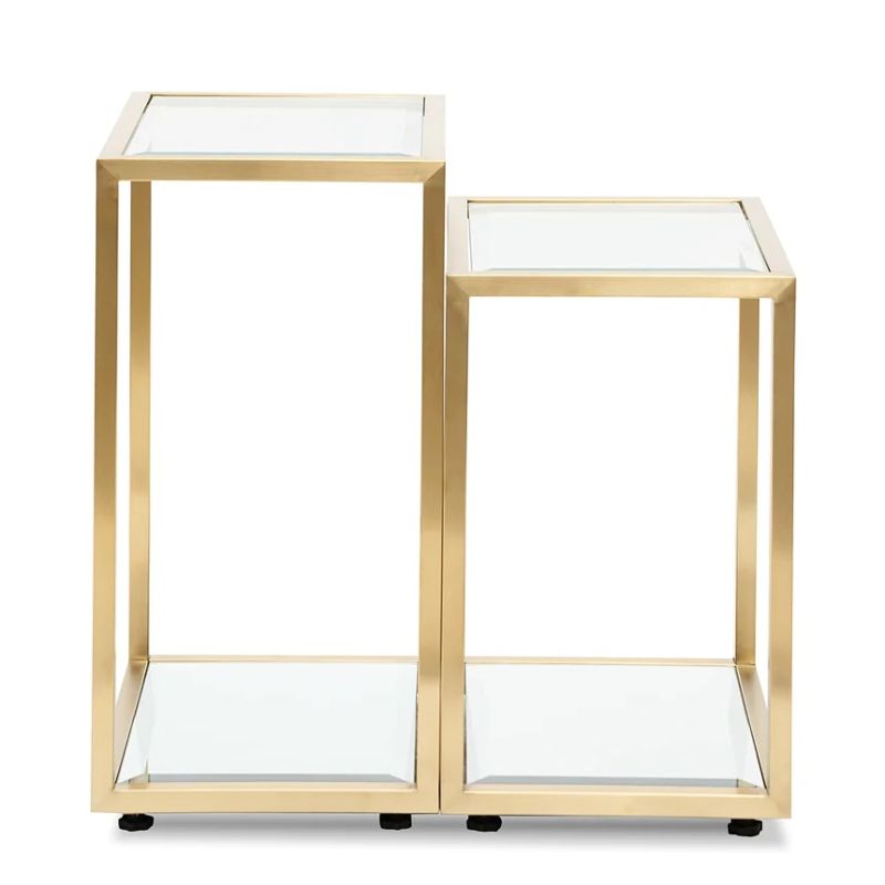 Fairbridge Glass Side Table Brushed Gold Front
