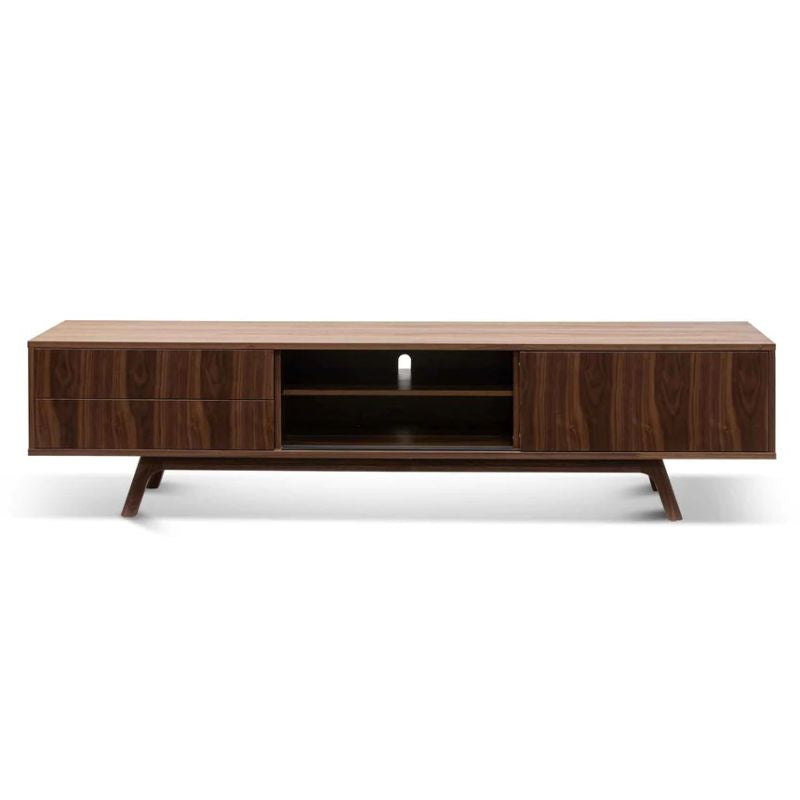 Falkirk 220CMTV Entertainment Unit Walnut Mid Open