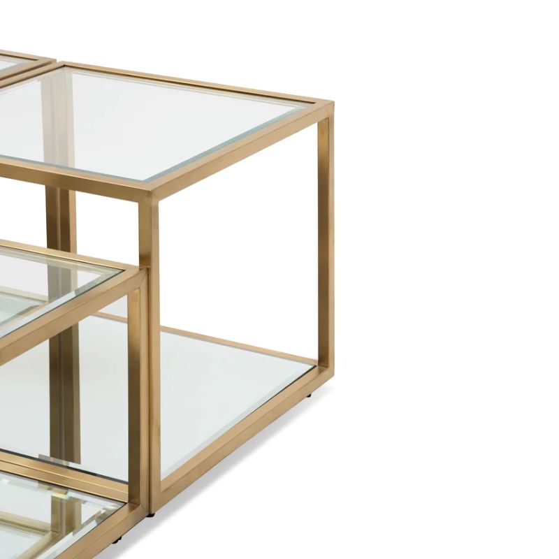 Ferngate 100CM Glass Coffee Table Brushed Gold Base Side