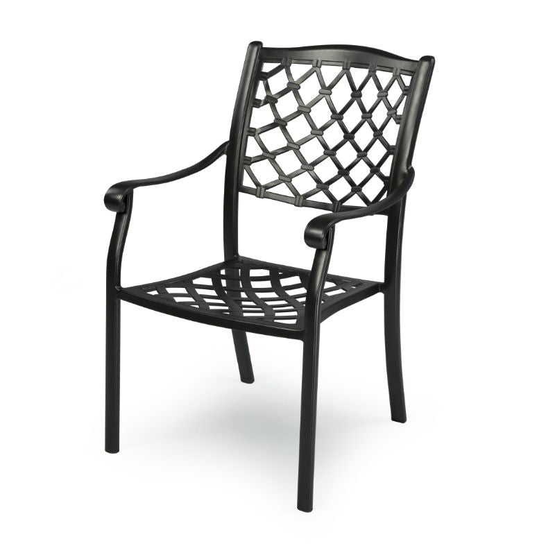 Fiji Cast Aluminium Outdoor Dining Chairs Set Of 2 Angle View