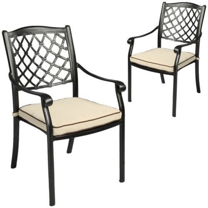 Fiji Cast Aluminium Outdoor Dining Chairs Set Of 2 Corner View