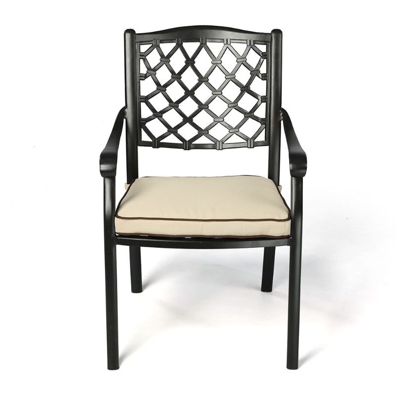 Fiji Cast Aluminium Outdoor Dining Chairs Set Of 2 Front View