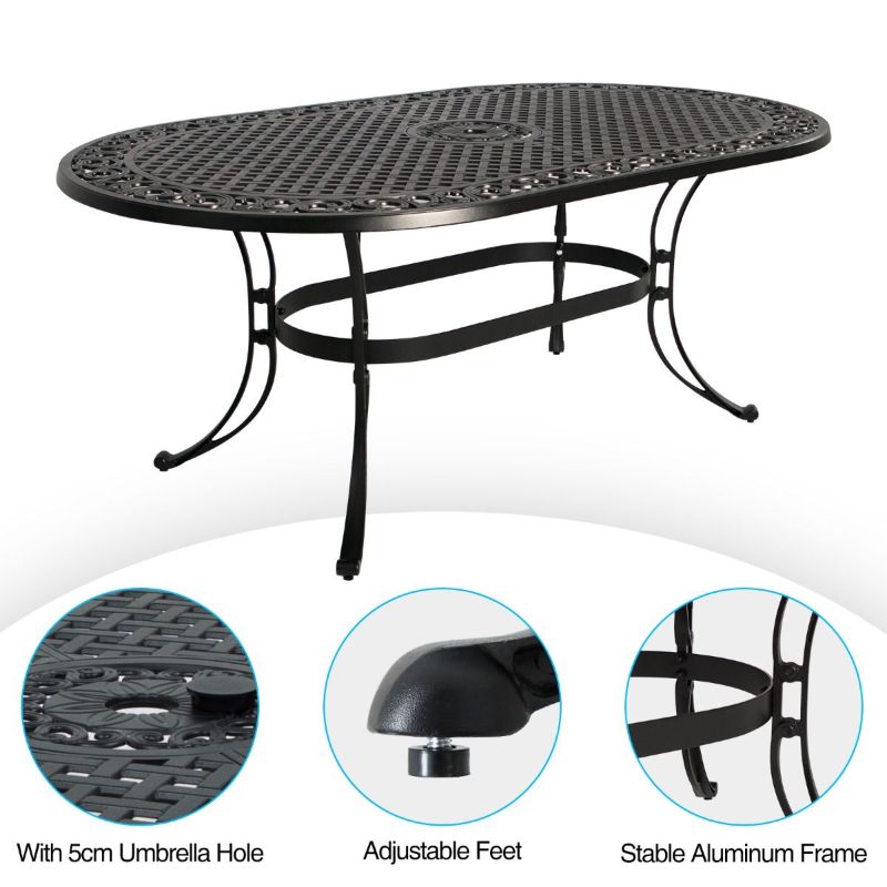 Fiji Oval Cast Aluminum Outdoor Dining Table Secifications