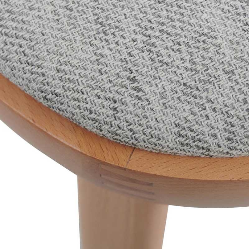 Fletcher 65CM Black Wooden Bar Stool Natural With Grey Seat Fabric Cover View