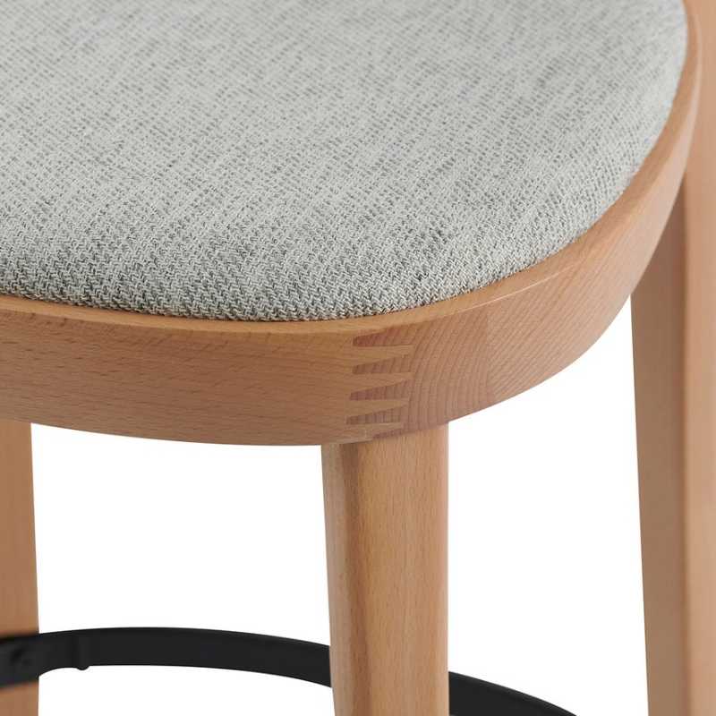 Fletcher 65CM Black Wooden Bar Stool Natural With Grey Seat Middle Joint View
