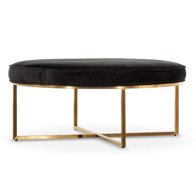 Foxhall 100CM Ottoman Brushed Gold Base Black Front