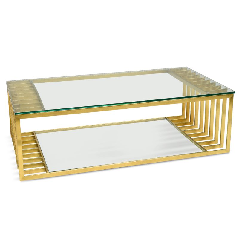 Franklin 13M Glass Coffee Table Gold Base Angle