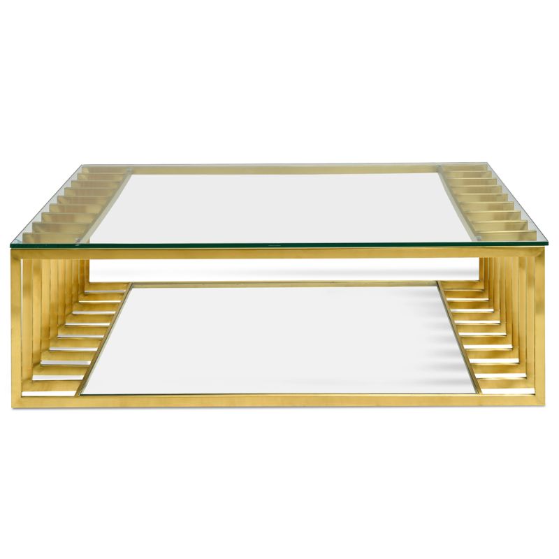 Franklin 13M Glass Coffee Table Gold Base Front View