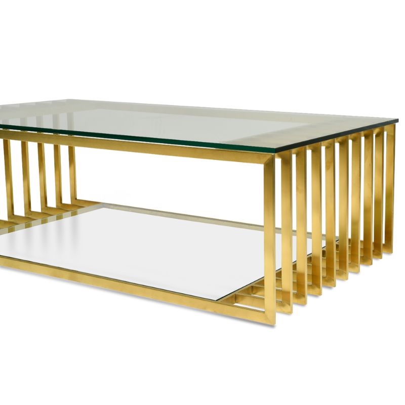 Franklin 13M Glass Coffee Table Gold Base Gonden Frame