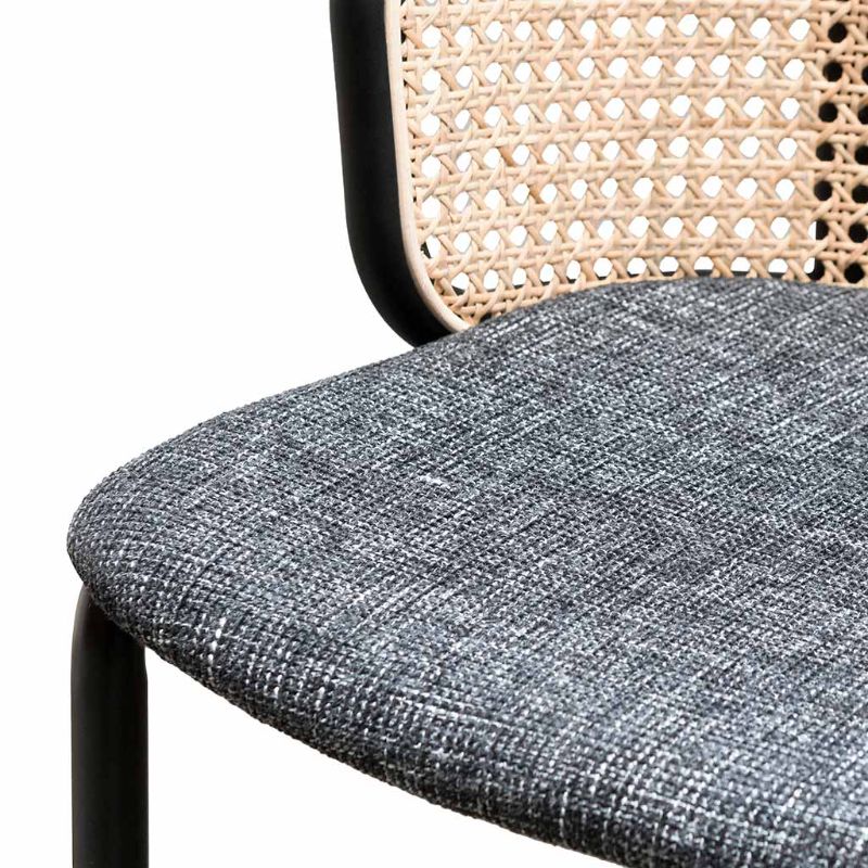 Gainsborough Bar Stool Grey Fabric With Rattan Back Seat