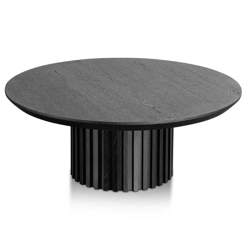 Galway 90CM Wooden Round Coffee Table Black Angle View