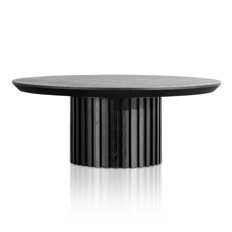 Galway 90CM Wooden Round Coffee Table Black Front View