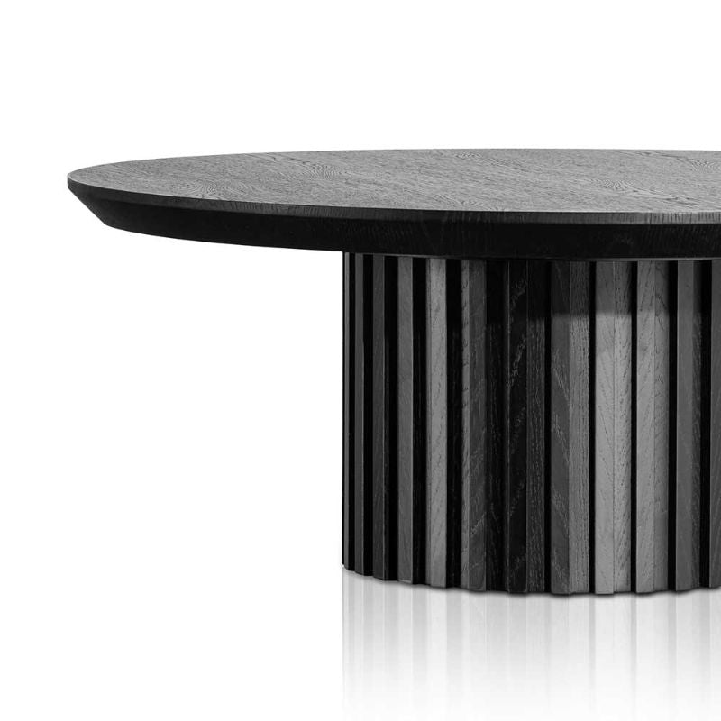 Galway 90CM Wooden Round Coffee Table Black Side View
