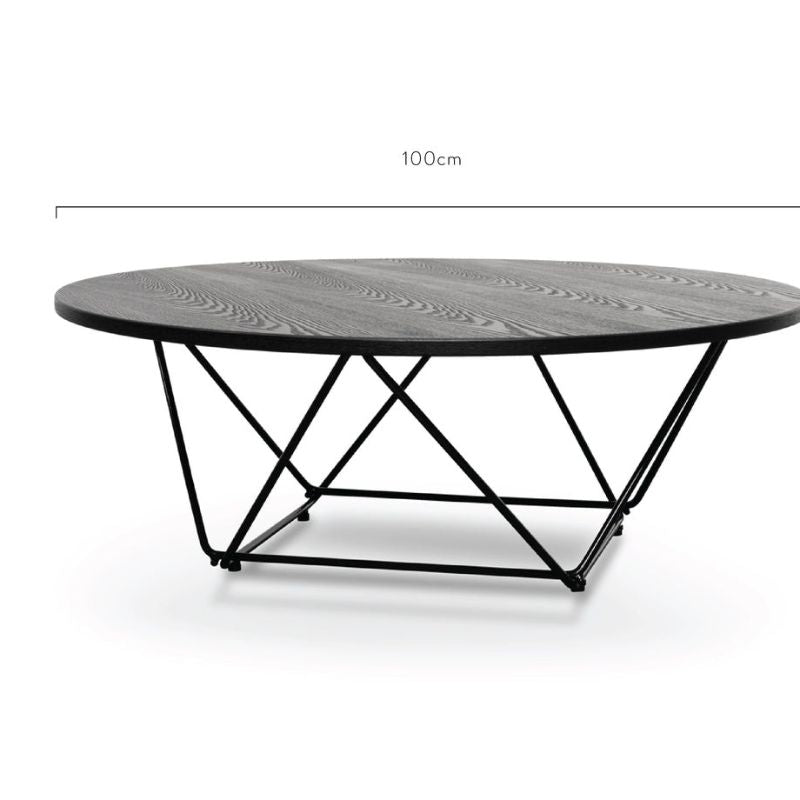 Glen 100CM Round Marbel Coffee Table Black Specifications