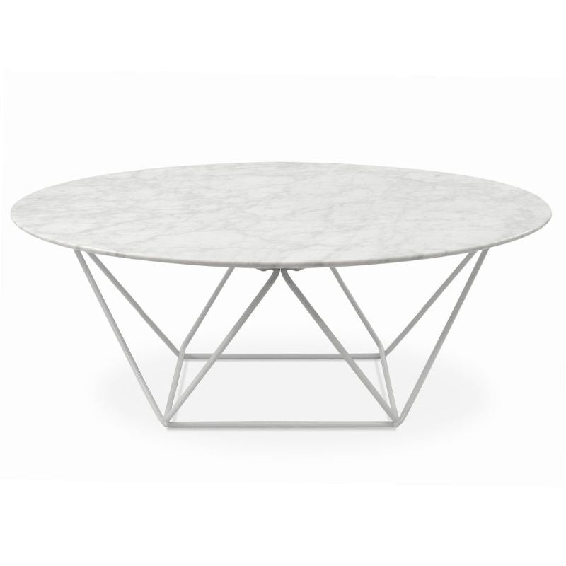 Glen 100CM Round Marbel Coffee Table White Frame