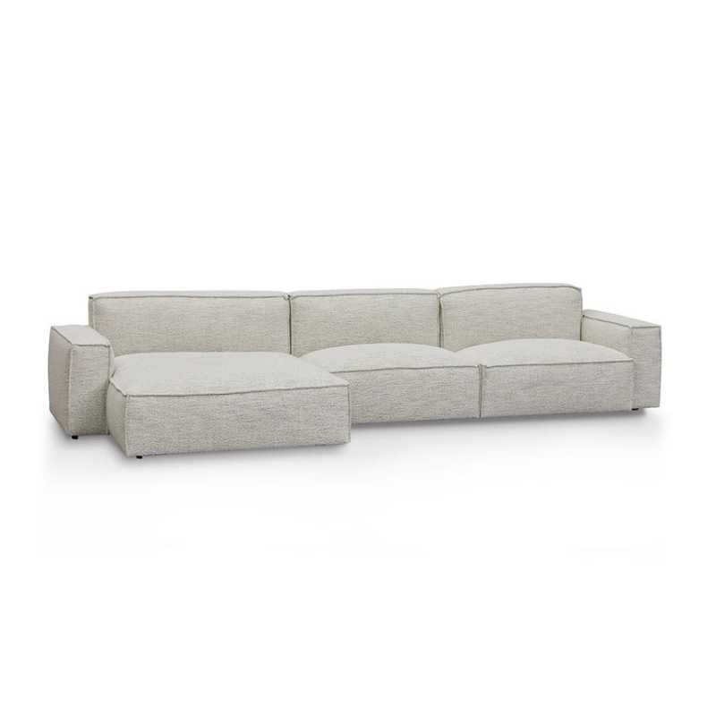 Glendale Fabric Left Chaise Fabric Sofa Fog Grey Front View