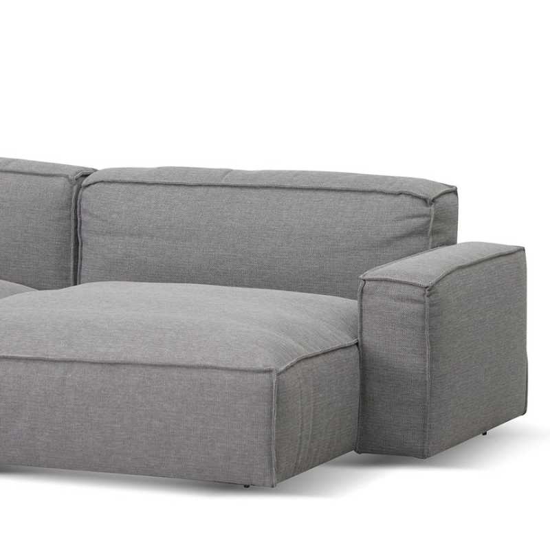 Glendale Fabric Right Chaise Sofa Graphite Grey Side Corner View