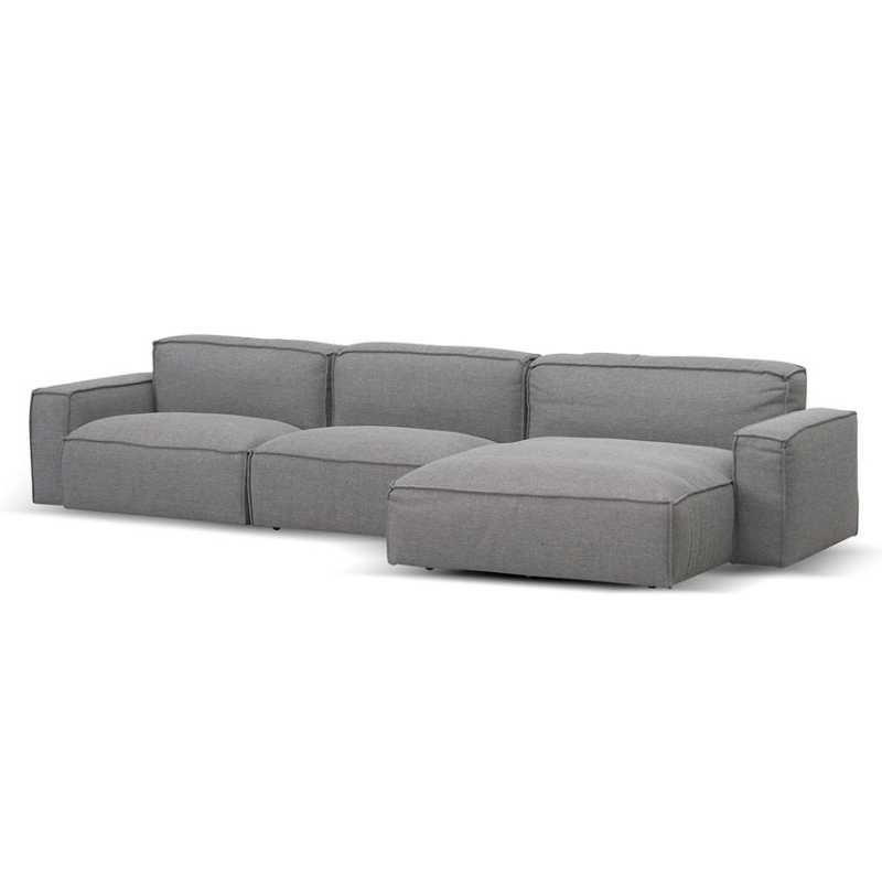 Glendale Fabric Right Chaise Sofa Graphite Grey