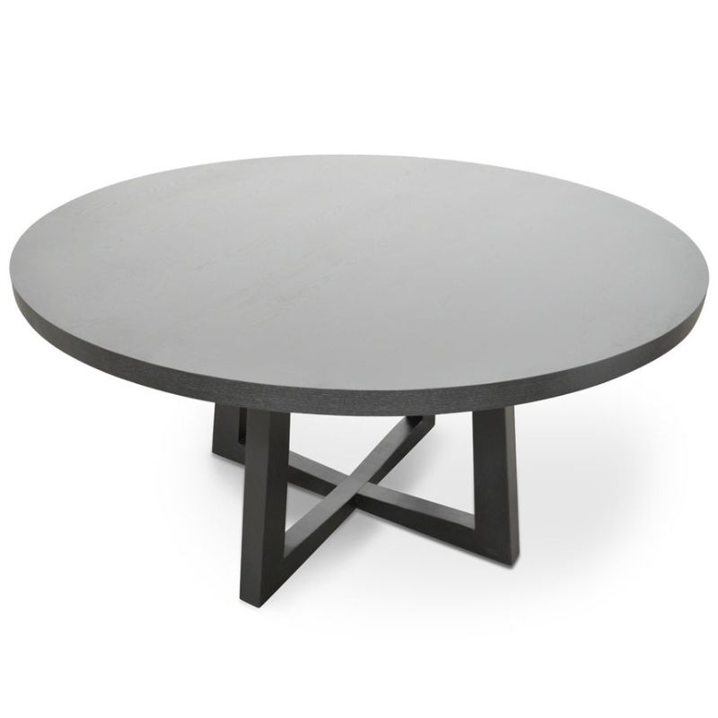 Glenford 150CM Wooden Round Dining Table Black Top View