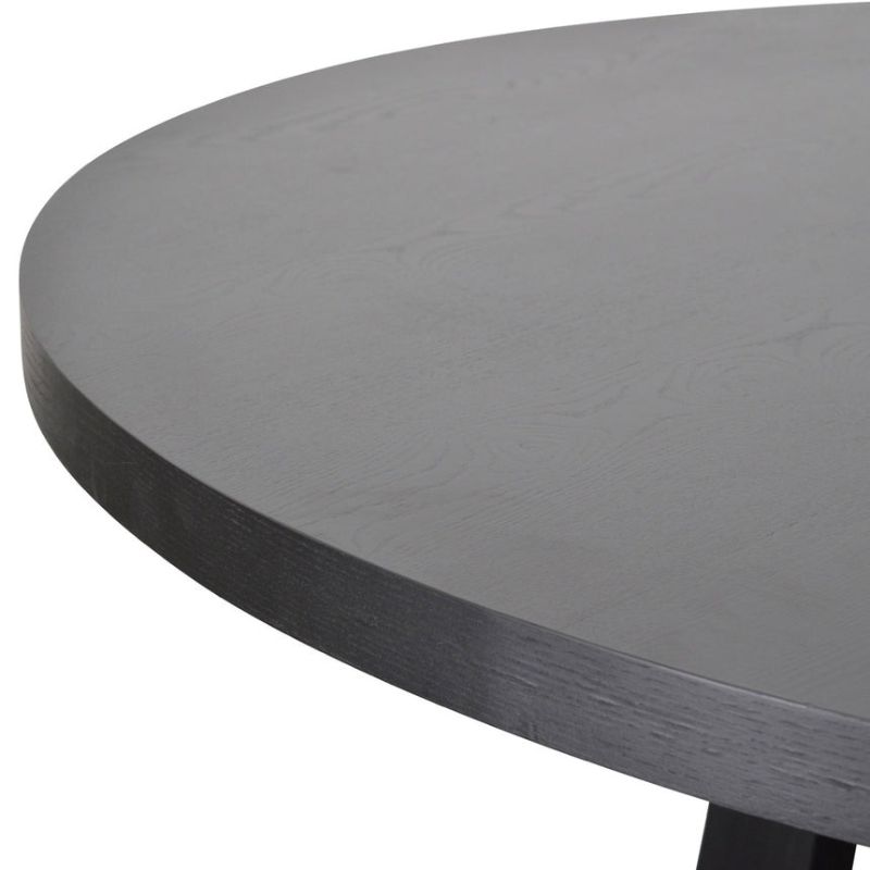 Glenford 150CM Wooden Round Dining Table Black Top Wood Side View