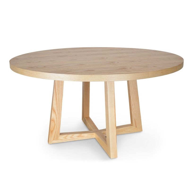 Glenford 150CM Wooden Round Dining Table Natural Front View