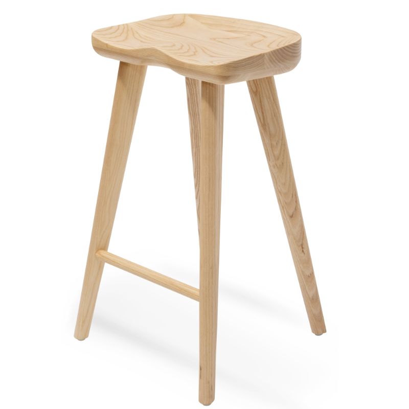 Gordon 65CM Wooden Bar Stool Natural Angle View