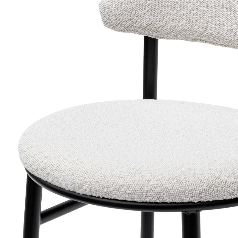 Greenbriar 65CM Bar Stool White Fabric And Black Legs Seat