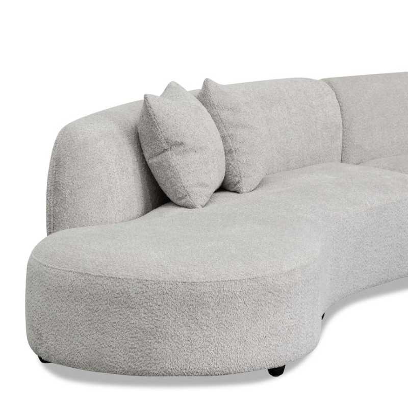 Greenfield Fabric Left Chaise Fabric Sofa Light Grey Fleece Side View