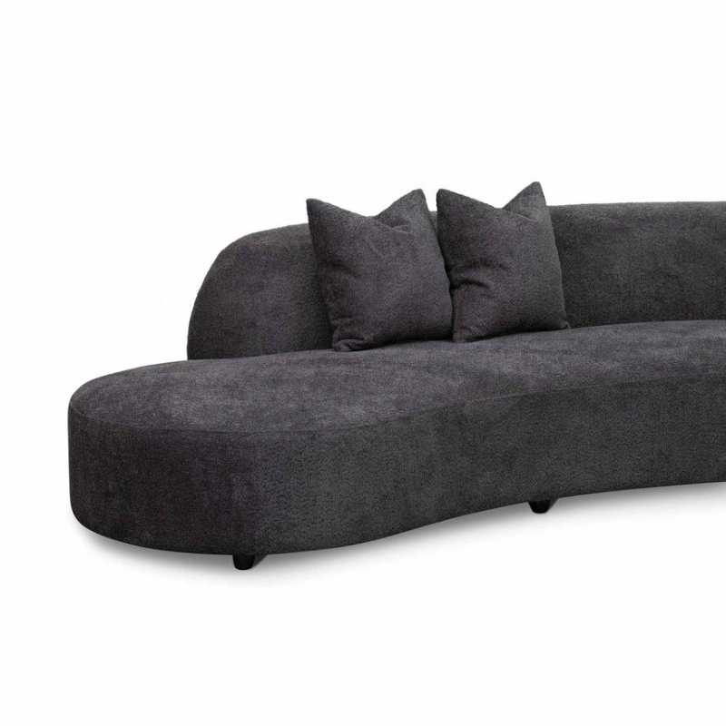 Greenfield Fabric Left Chaise Sofa Charcoal Fleece Left Side View