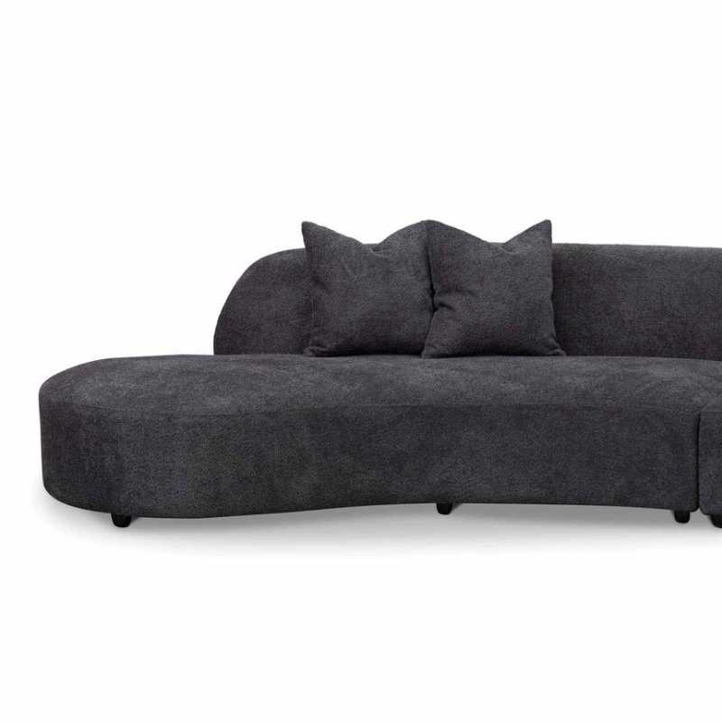 Greenfield Fabric Left Chaise Sofa Charcoal Fleece Left View