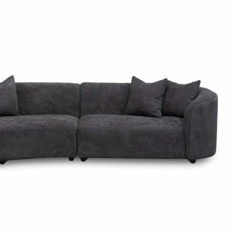 Greenfield Fabric Left Chaise Sofa Charcoal Fleece Right Side View