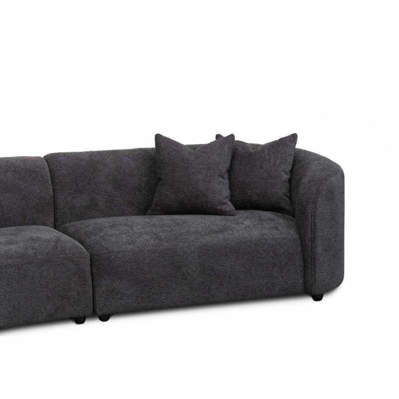 Greenfield Fabric Left Chaise Sofa Charcoal Fleece Right View