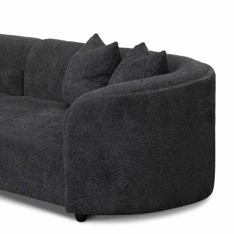 Greenfield Fabric Left Chaise Sofa Charcoal Fleece Side View