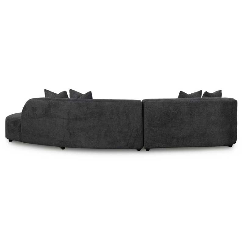 Greenfield Fabric Right Chaise Fabric Sofa Charcoal Fleece Back Side View