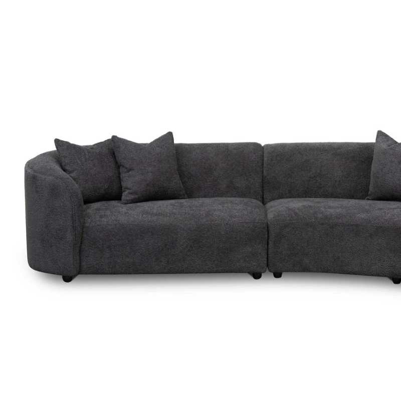 Greenfield Fabric Right Chaise Fabric Sofa Charcoal Fleece Front View