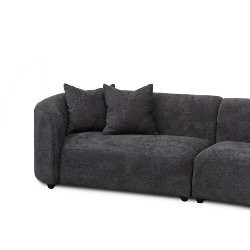 Greenfield Fabric Right Chaise Fabric Sofa Charcoal Fleece Left side View