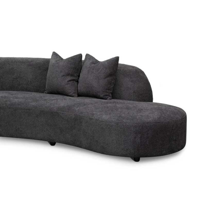 Greenfield Fabric Right Chaise Fabric Sofa Charcoal Fleece Right Side View