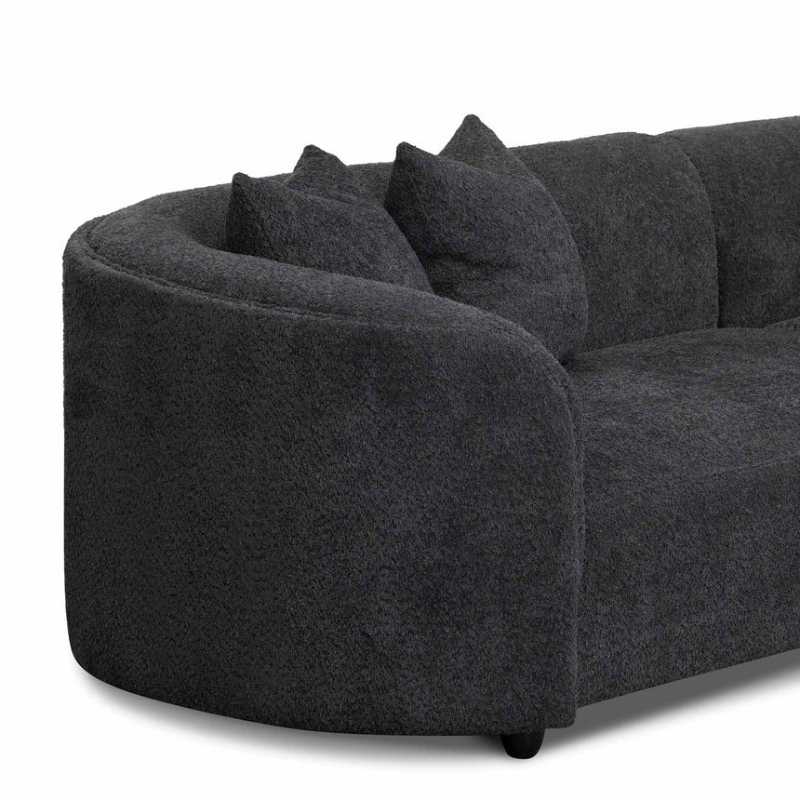 Greenfield Fabric Right Chaise Fabric Sofa Charcoal Fleece Side View