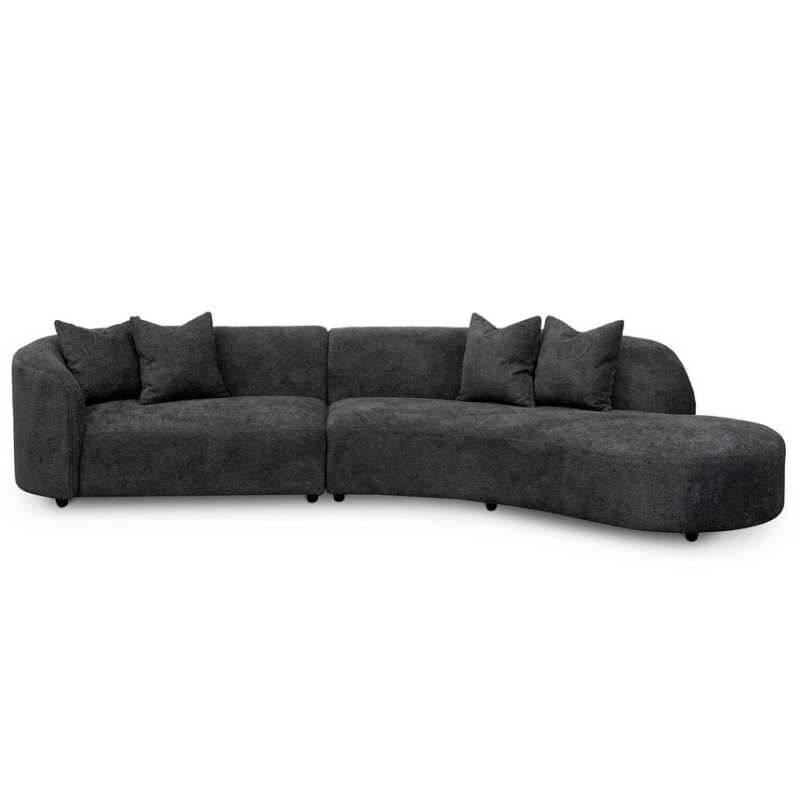 Greenfield Fabric Right Chaise Fabric Sofa Charcoal Fleece