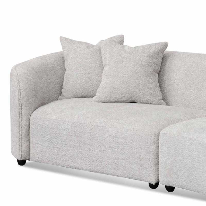 Greenfield Fabric Right Chaise Sofa Light Grey Fleece Angle View
