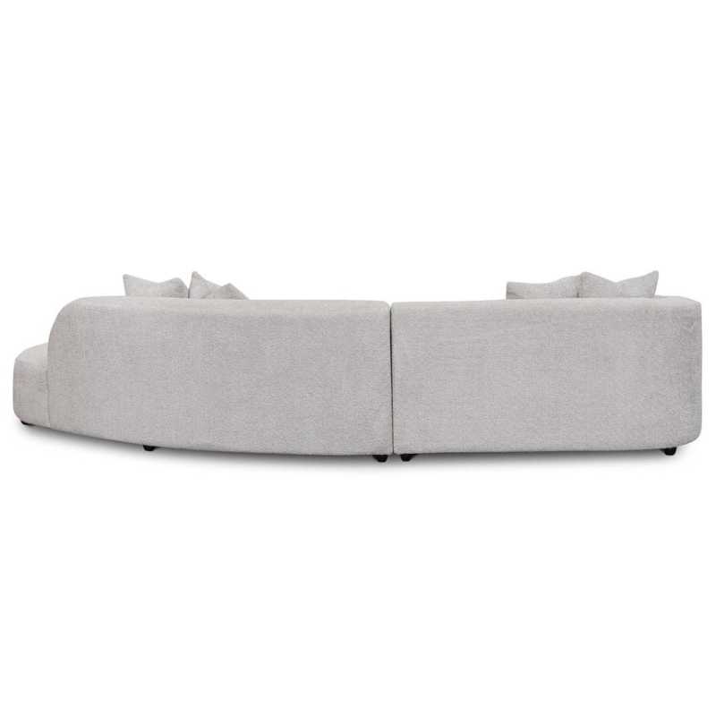 Greenfield Fabric Right Chaise Sofa Light Grey Fleece Back Side View