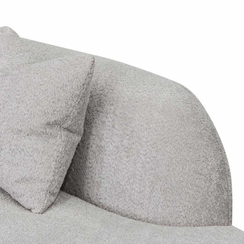 Greenfield Fabric Right Chaise Sofa Light Grey Fleece Backrest View