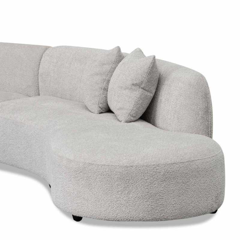 Greenfield Fabric Right Chaise Sofa Light Grey Fleece Side View