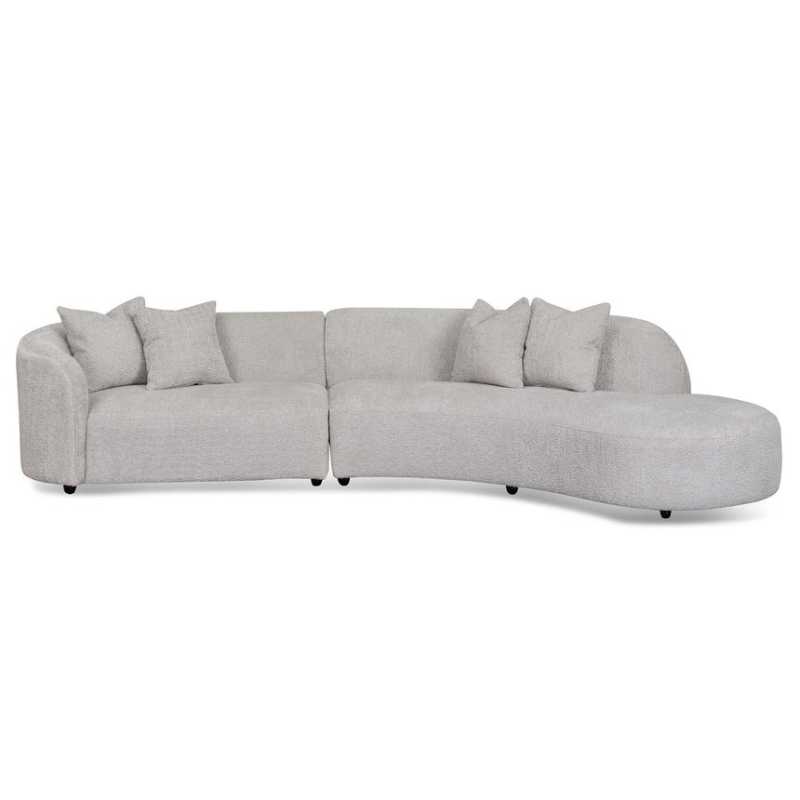 Greenfield Fabric Right Chaise Sofa Light Grey Fleece