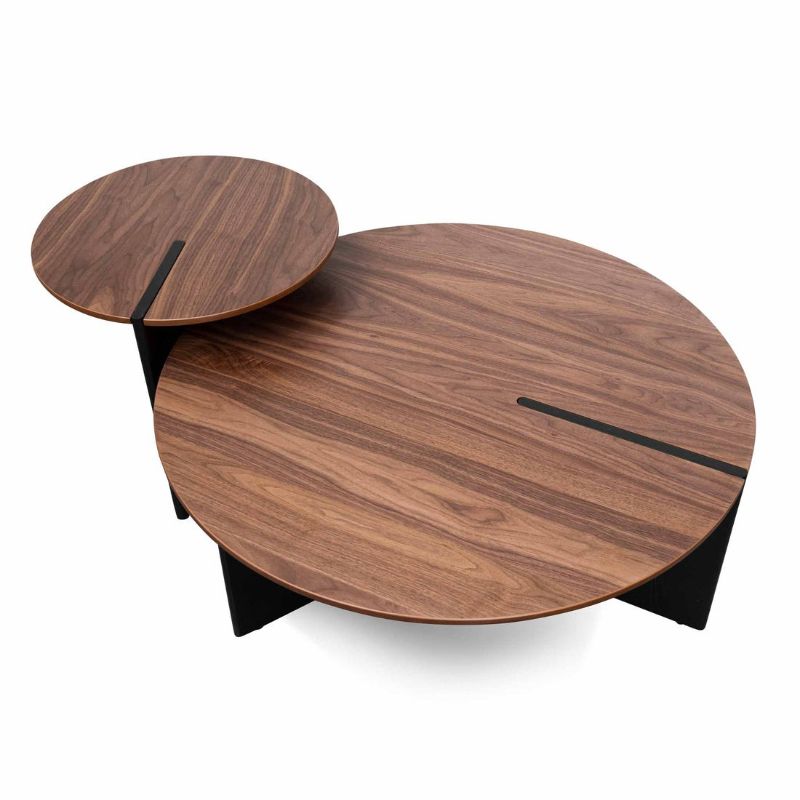 Greig Nested Light Walnut Coffee Table Black Top View