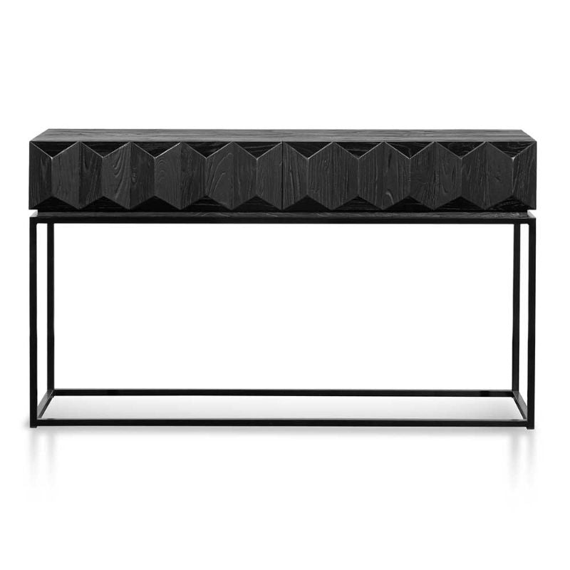 Hadley 140CM Wooden Console Table Black Front View