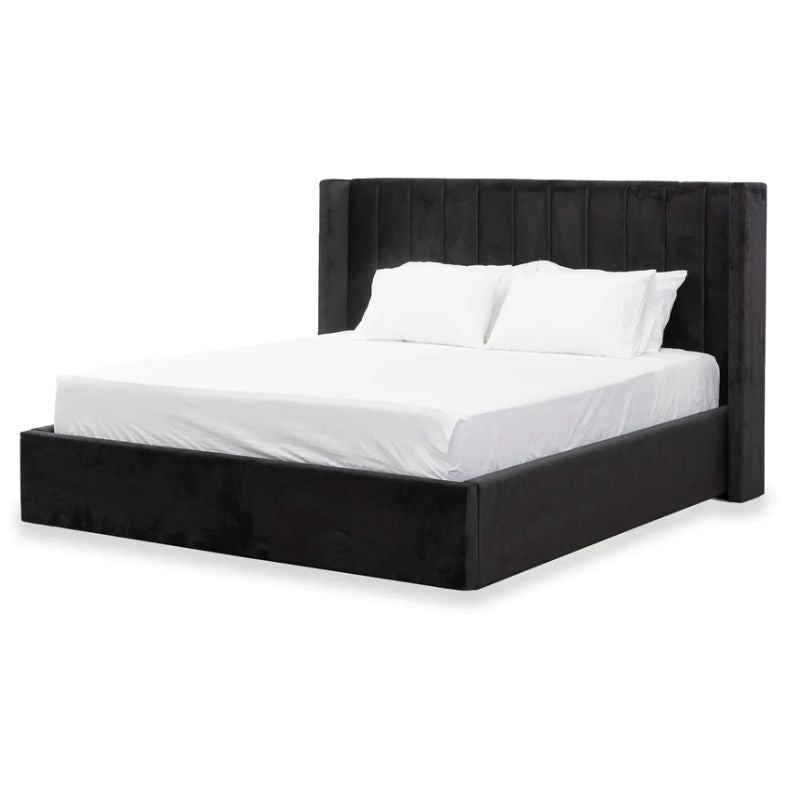 Hamelwood King Bed Frame Black Velvet Angle