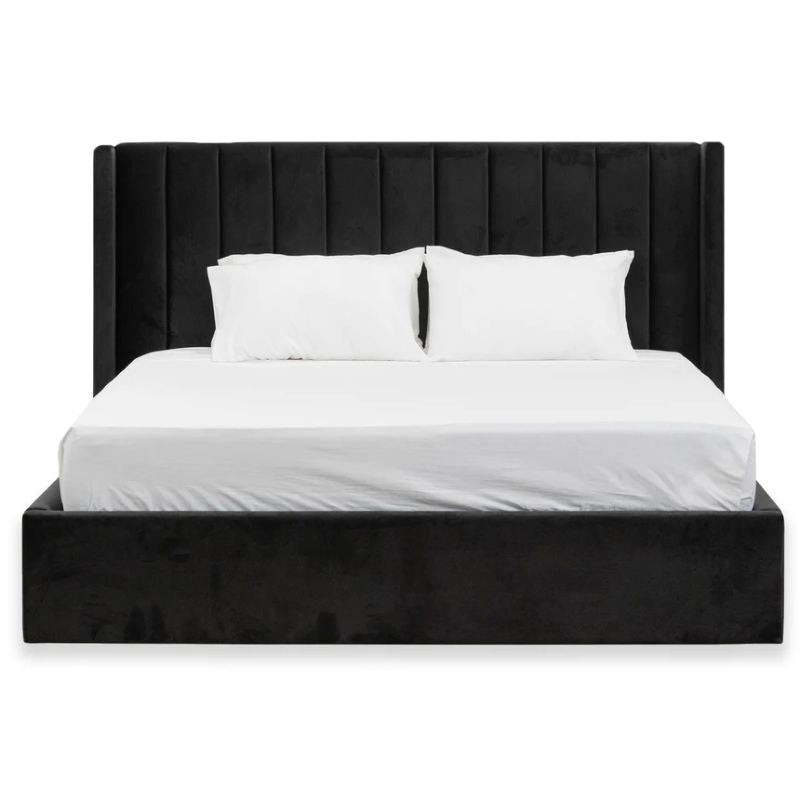 Hamelwood King Bed Frame Black Velvet Front