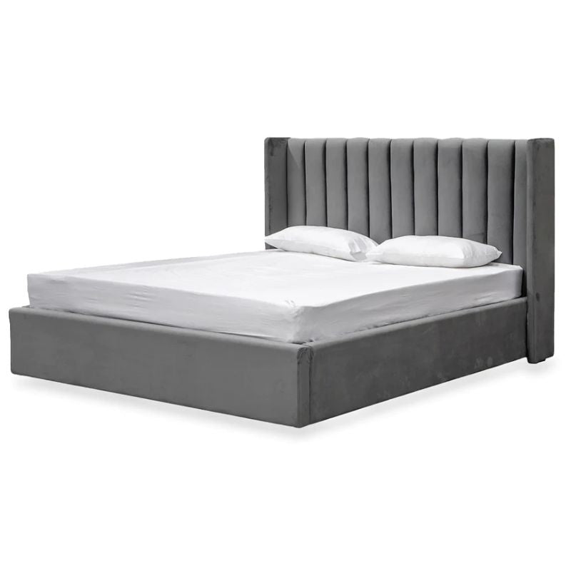 Hamelwood King Bed Frame Charcoal Velvet Angle