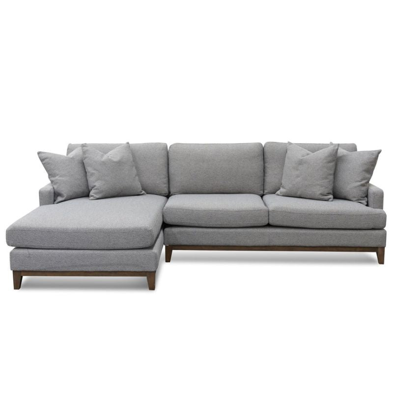 Harborview 3 Seater Left Chaise Fabric Sofa Grey Front View